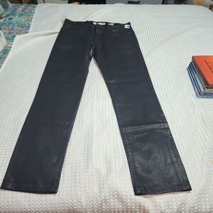 ARTISTIX NWT MENS SIZE 36 x 33 DISTRESSED EMBELLISHED STR. LEG SHINY BLK PANTS